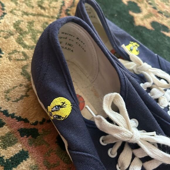 Vintage 1998 Women's Looney Tunes Tweety Bird Canvas Low Top Sneakers Size 8 - Picture 8 of 16
